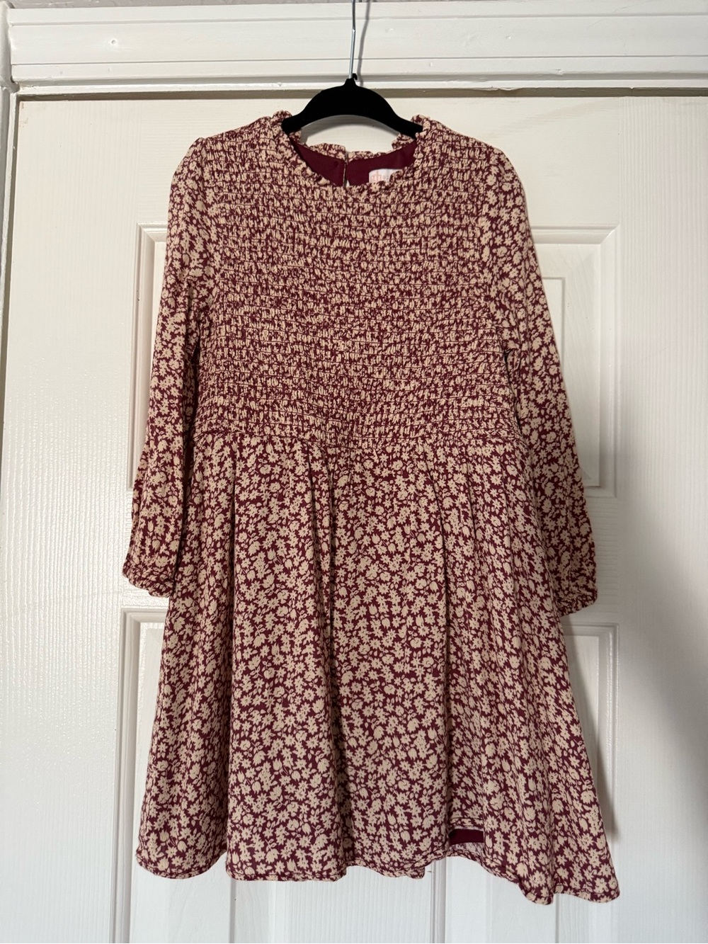 GB Girls burgundy smocked dress
